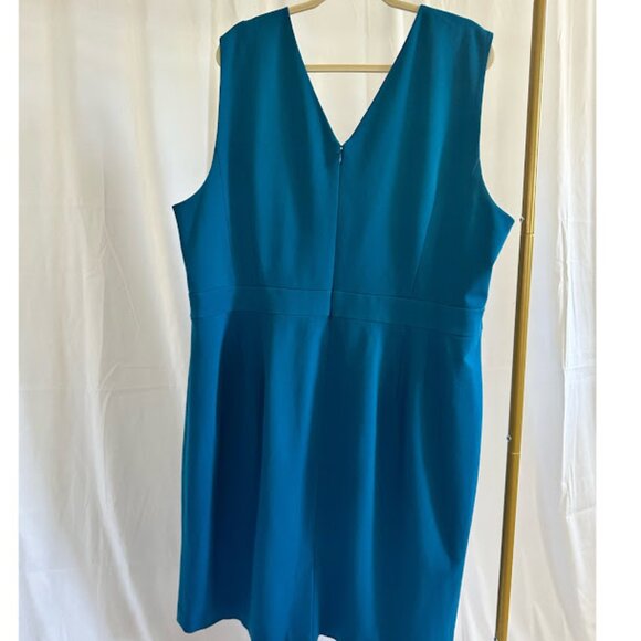 Classiques Entier Women's Plus 24W Peacock Blue Double V-Neck Dress - Picture 2 of 7